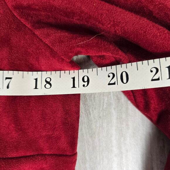Tuckernuck Easton Faux Suede Blouse Size Medium Red V Neck Puff Sleeve - Picture 3 of 7